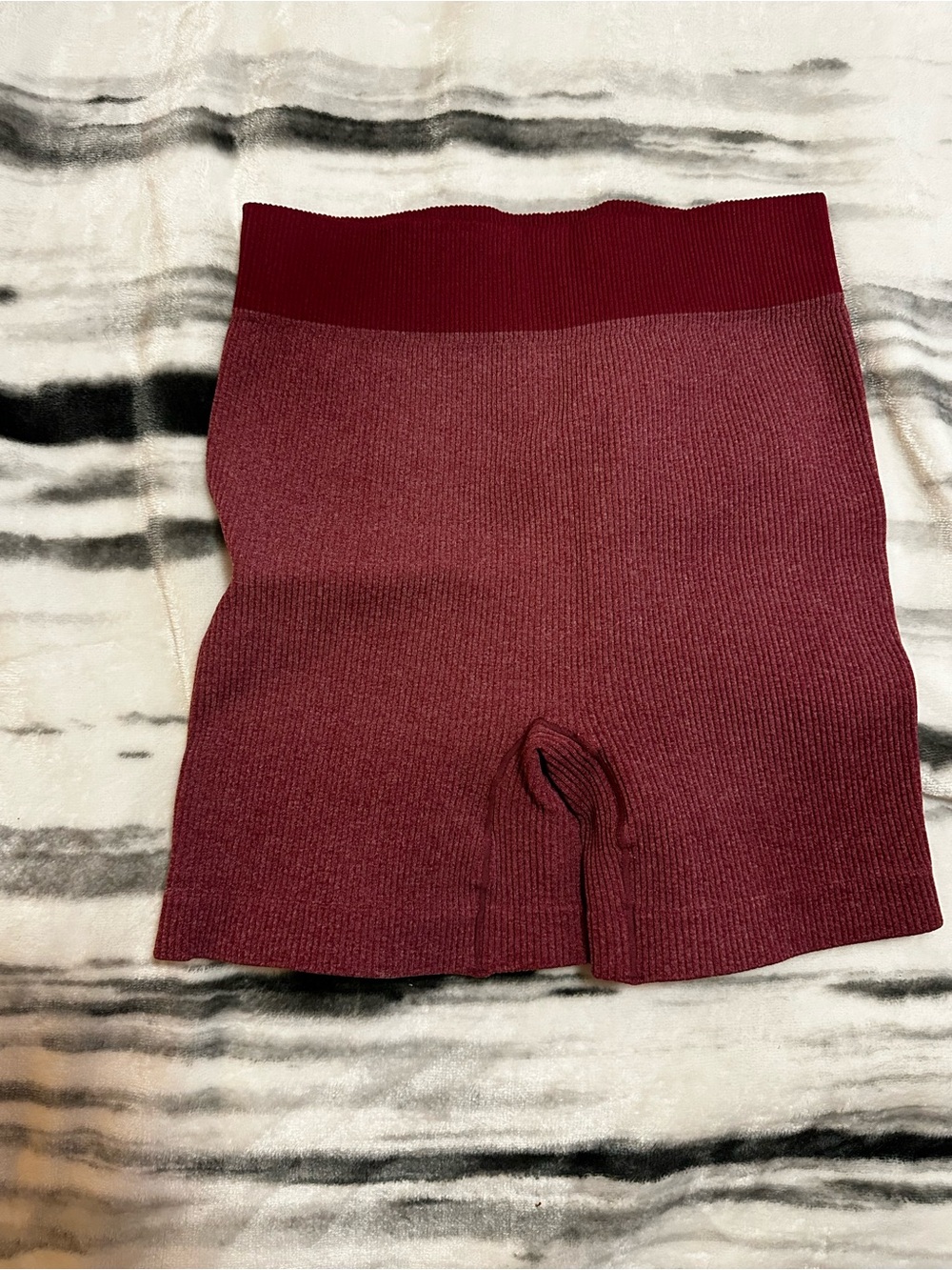 Zenana Outfitters Burgundy Ribbed Bike Shorts